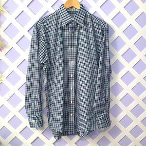 Peter Millar NanoLuxe Plaid Dress Shirt M
